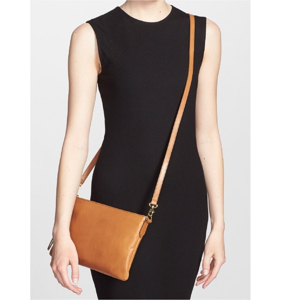 Fossil Sydney Cognac Brown Leather Crossbody Purse